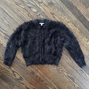 ROCKETS of AWESOME Girls Fuzzy Sparkle Cardigan Sweater 6Y